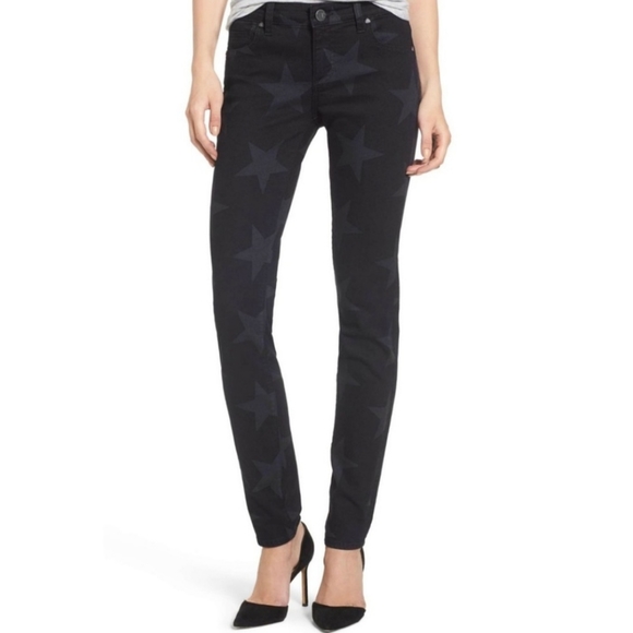 Kut From The Kloth Mia Toothpick Skinny Star Print Skinny Jeans Black - Size 6 - Picture 1 of 8